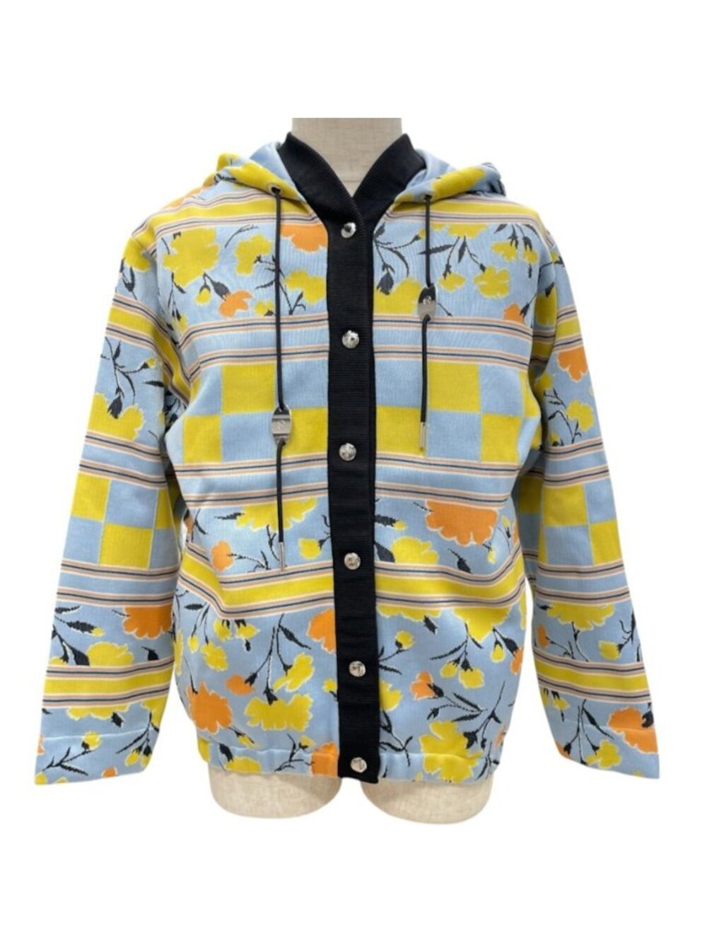 Louis Vuitton Hoodie Hooded Jersey Flower Nylon Silk Light Blue